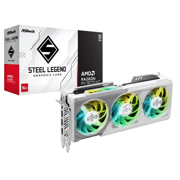 ASRock Radeon RX 9070 XT Steel Legend 16GB GDDR6 Graphics Card